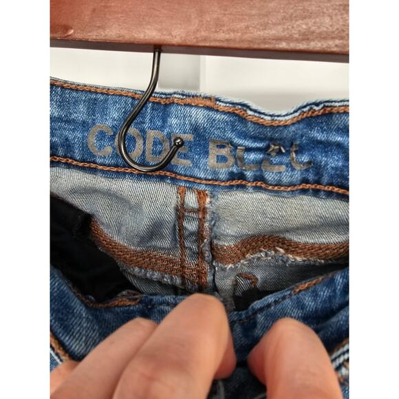 Code Blue Women's Mid Rise Skinny Rhinestone Pocket Button Closer Jeans Size 10 - Picture 3 of 6